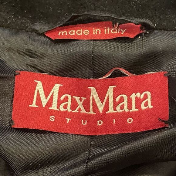 Max Mara Plaid Coat Hood Size 8  Alpaca Wool Blend Made in Italy - Picture 6 of 7